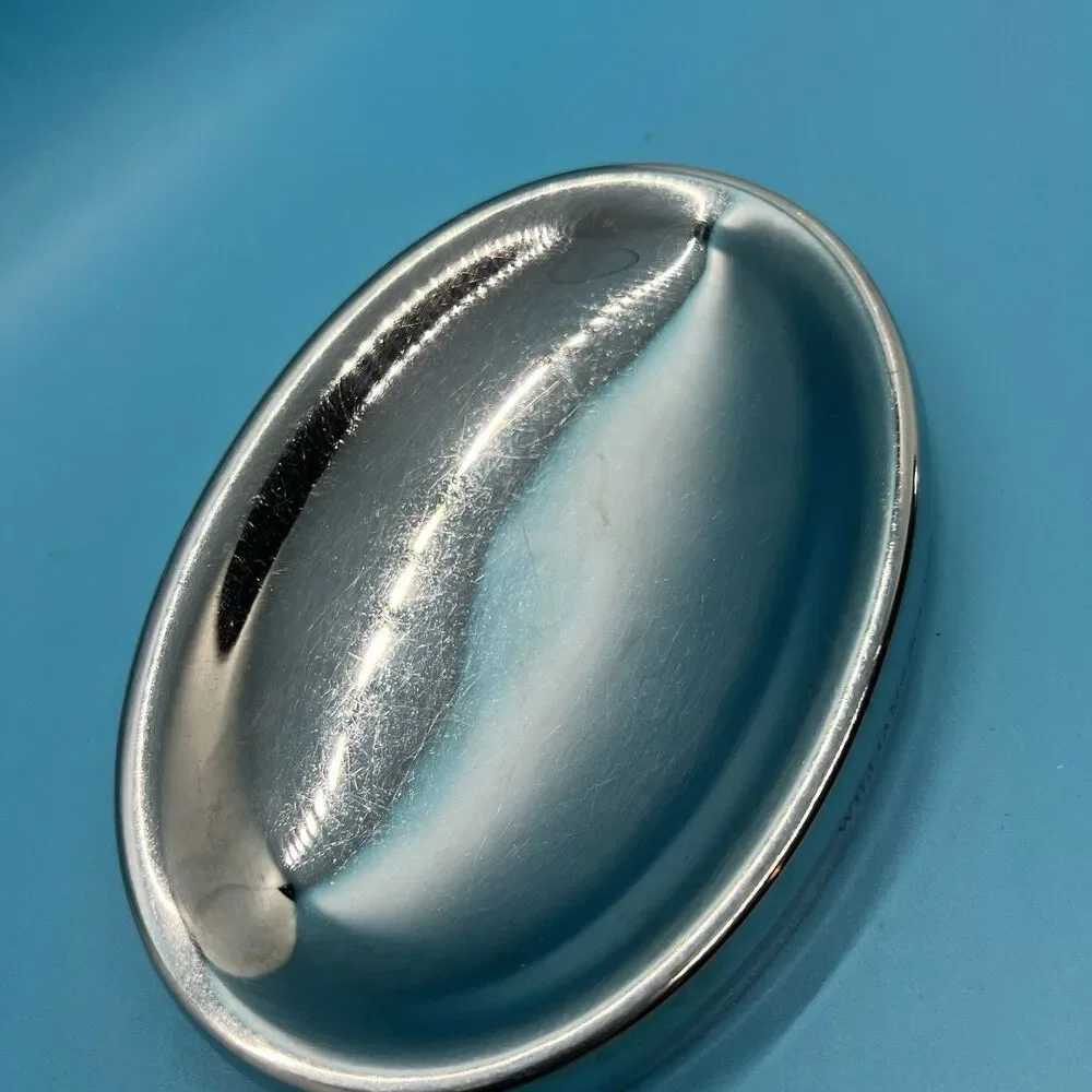 Williams Sonoma Silver Soap Dish Stainless Steel Oval Shape Steel Storage Tray